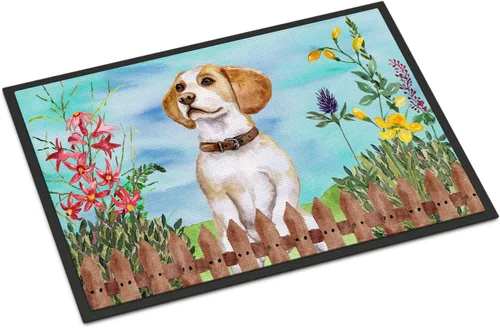Miniatura 161 de Caroline's Treasures CK1311MAT Cavalier Spaniel Poinsettas - Felpudo de 18 x 27 pulgadas, tapete para puerta delantera, interior y exterior
