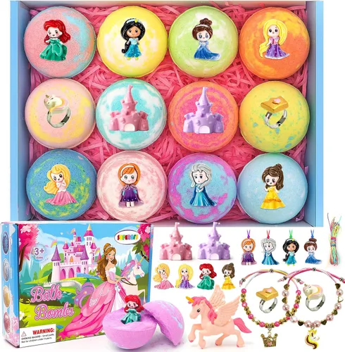 Bombas de baño para niños con sorpresa en el interior, juguetes de princesa, bombas de baño naturales, hechas a mano, spa, bomba de baño de burbujas