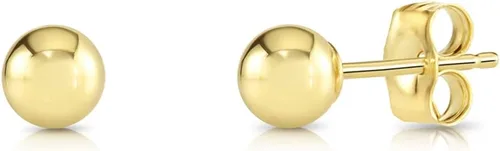Miniatura 2 de Aretes de bola pulidos de oro amarillo de 14 quilates con mariposa