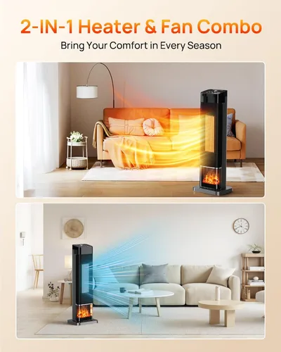 Miniatura 2 de AKIRES Calentador de espacio con termostato, calentador de habitación portátil para uso en interiores, control remoto, oscilación de 120°