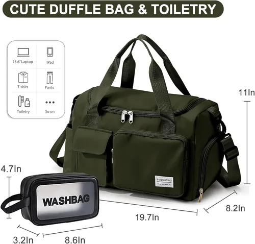 Miniatura 141 de Pequeña bolsa de gimnasio para mujer, bolsa de viaje con compartimento para zapatos