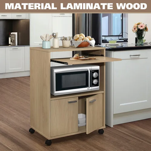 Miniatura 4 de Kings Brand Furniture Byron - Armario de microondas con almacenamiento y estante superior extraíble, carrito de almacenamiento de cocina de 2