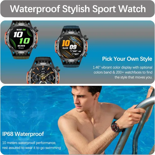 Miniatura 9 de Military Smart Watch for Men 1.46" Outdoor Tactical Sports Smartwatch with Answer/Make Call,Fitness Watch,Blood Oxygen,Heart Rate and Sleep Monitor
