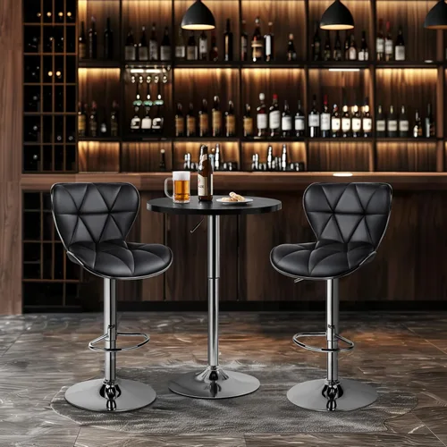 Miniatura 9 de Topeakmart Juego de 2 mesas redondas modernas ajustables para bar y bar
