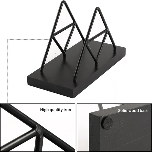 Miniatura 2 de Servilletero, forma triangular de alambre de metal y soporte de toalla de papel de madera, servilletero para mesa, dispensador de servilletas