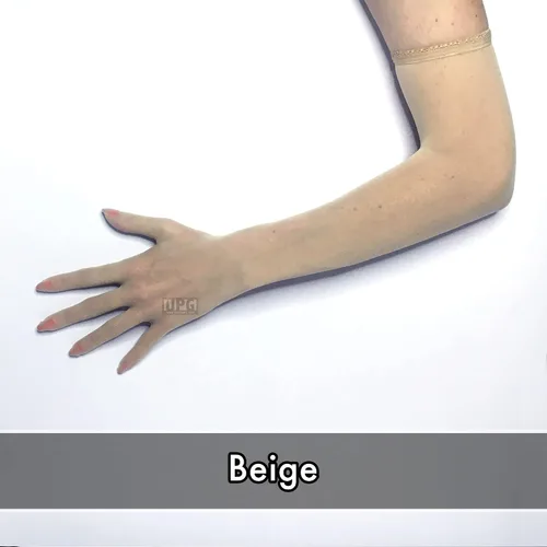 Miniatura 4 de Nude Illusion Second Skin - Guantes transparentes sin costuras con costura superior elástica en beige, bronceado sobre el codo unisex