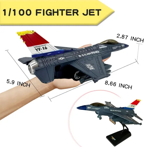 Miniatura 6 de OTONOPI Fighter Jet Toy F-16 Jets de juguete para niños, avión militar del ejército de la fuerza aérea, juguete de caza de metal fundido a presión