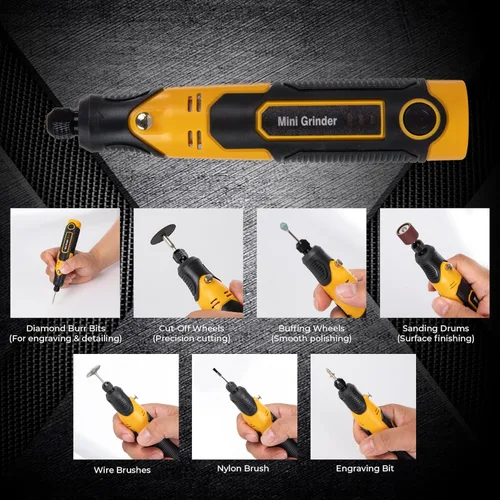 Miniatura 5 de Herramienta Rotatoria Inalámbrica de 3.6V, Mini Herramienta Esmeriladora, Taladro de Resina Kit de Accesorios de 55 Piezas