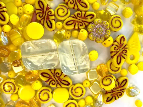 Miniatura 27 de 2.29 oz (65 g) Mezcla Exclusiva de Abalorios de Vidrio Checo Multicolor, Sueños de Ámbar, Abalorios de Vidrio Checo