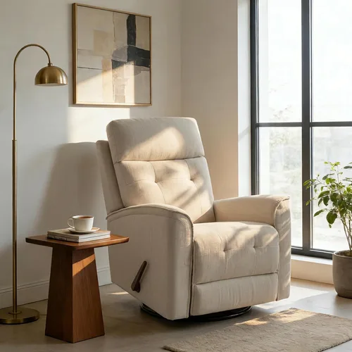 Miniatura 8 de Silla reclinable giratoria para adultos, silla mecedora, pequeña reclinable giratoria para espacios pequeños, sala de estar, dormitorio, caravana