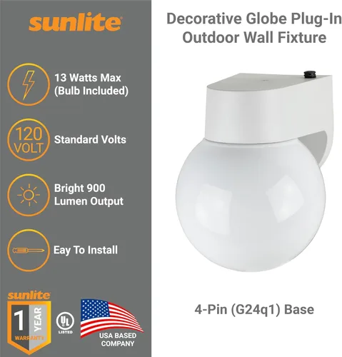 Miniatura 3 de Sunlite Lámpara decorativa de pared para exteriores, 13 vatios máximos, 900 lúmenes, 120 voltios, base G24q1 de 4 pines, 2700 K blanco suave