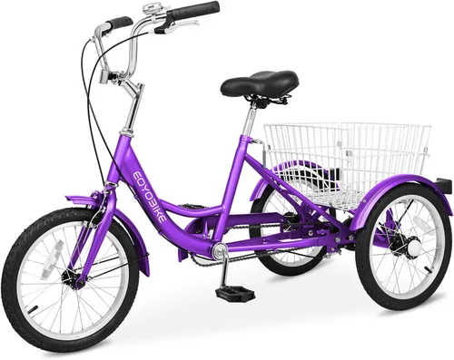 LILYPELLE Triciclo triciclo de 16 pulgadas para principiantes y bicicletas de 3 ruedas de una sola velocidad, bicicletas de tres ruedas con cesta