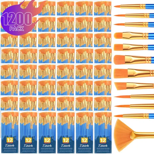 Miniatura 10 de ESRICH Juego de pinceles de pintura, 30 unidades/360 piezas de pelo de nailon con punta redonda para acrílico, acuarela, óleo y pintura