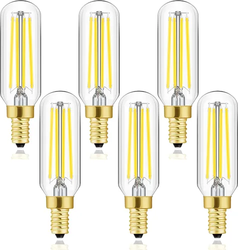Miniatura 12 de Leools Bombilla LED E12 regulable de 6 W igual a 60 W, luz blanca suave 3000K T6 T25 E12 bombilla de candelabro de 60 vatios para candelabros