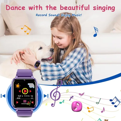 Miniatura 4 de Goodatech Reloj inteligente de 1.69 pulgadas para niños de 4 a 12 años, 26 juegos de rompecabezas, cámara HD, reproductor de música de video