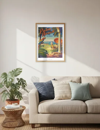 Miniatura 6 de Palm Beach Florida - Vintage Travel Poster by Kerne Erickson - Master Art Print (Unframed) 6in x 9in