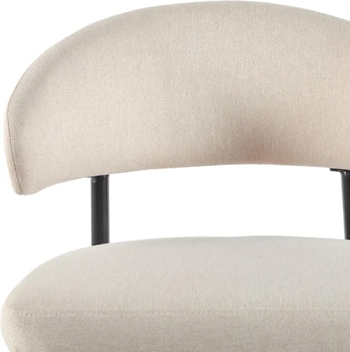 Miniatura 9 de Walker Edison Moderna silla de comedor tapizada con respaldo curvado con tapicería tejida de alto rendimiento y base de acero con recubrimiento