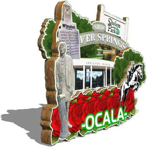 Miniatura 2 de Ocala - Imán de madera para nevera, diseño 3D de Florida, Estados Unidos, decoración de recuerdos coleccionables, hecho a mano, 2