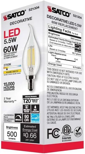 Miniatura 8 de Satco 6Pk 5.5w CA10 LED 2700K Candelabro Base regulable - 60w equiv