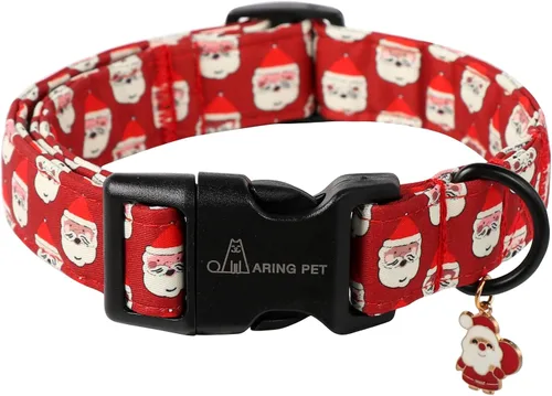 Miniatura 45 de Aring Pet Collar navideño para perro, lindo, ajustable, de algodón, para cachorros, perros pequeños, medianos y grandes, con copos de nieve, rojo Z