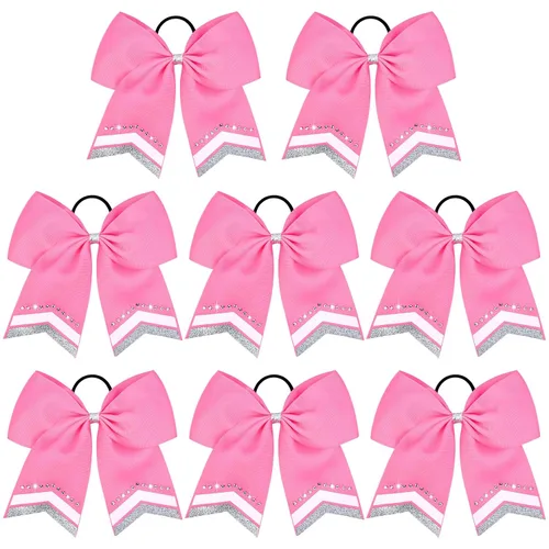 Miniatura 15 de 8 lazos de animación con brillantina, grandes lazos negros para animar, lazos para el pelo para niñas de 8 pulgadas, banda elástica a granel