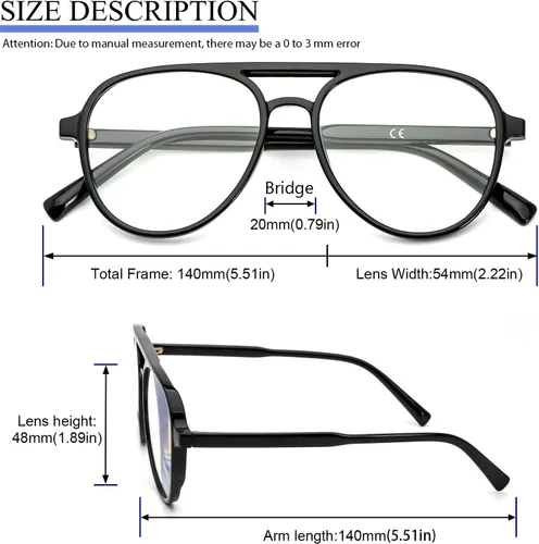 Miniatura 3 de MMOWW Paquete de 4 gafas de lectura estilo aviador sobredimensionadas para mujeres y hombres, estilo piloto retro de doble puente, con bloqueo