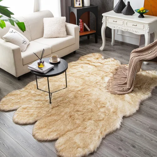 Miniatura 10 de Carvapet Funda de Silla de Piel de Oveja Sintética Suave de Lujo Cojín de Asiento Alfombras de Área de Piel Sintética Suave para Dormitorio, 2 pies