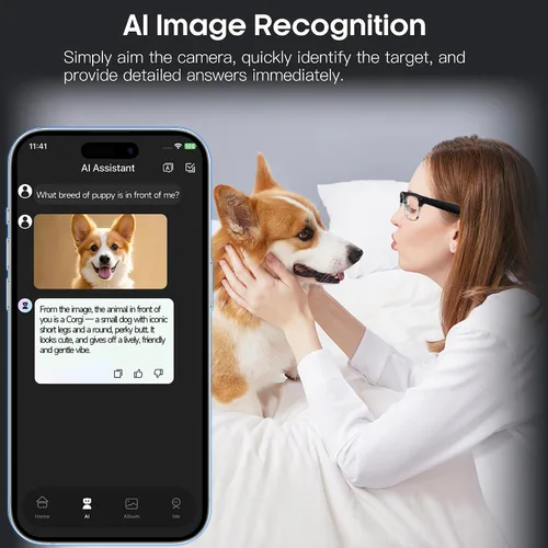 Miniatura 6 de Lentes de cámara inteligente AI con cámara HD de 8 MP, fotos 4K y video de 1080P, antivibración, llamadas de música y Bluetooth, traducción