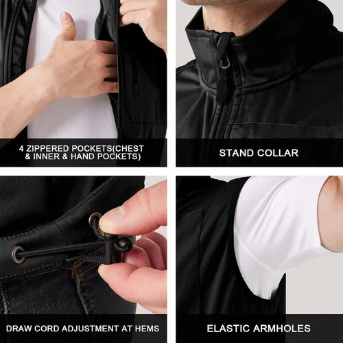 Miniatura 4 de URBEST Chaleco ligero de Softshell para hombre chaqueta sin mangas con bolsillos para golf senderismo viajes