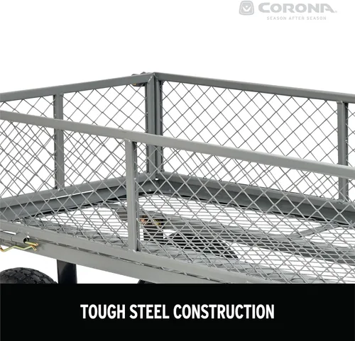 Miniatura 6 de Corona Carro de metal para paisajismo, capacidad de 400 libras, lados plegables, neumáticos de 10 pulgadas para patio, jardinería, corteza
