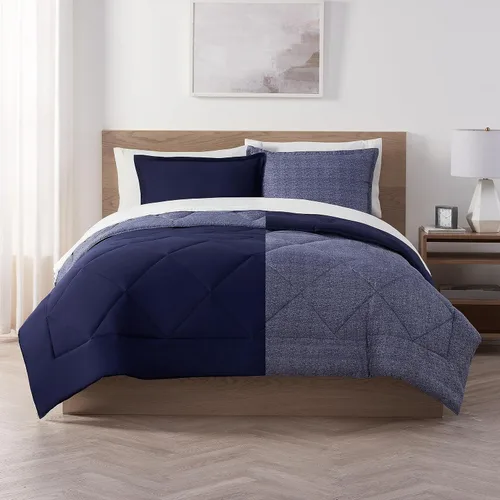 Miniatura 11 de Serta Juego de edredón reversible de 2 piezas con fundas de almohada para todas las estaciones, tamaño individual/individual XL, microchip