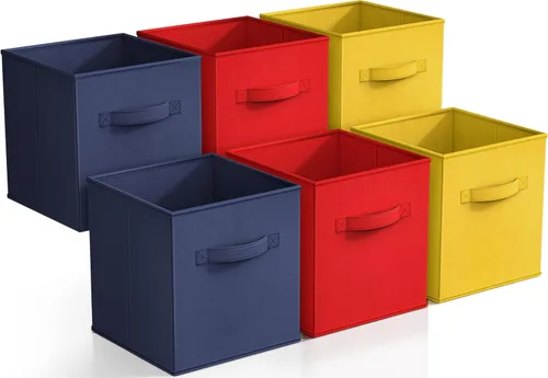 Miniatura 16 de Sorbus Cubos de Almacenamiento Plegables - 6 Cestas de Tela para Organizar Despensa, Estante, Caja de Juguetes, Cubículo, Organizador de Armario