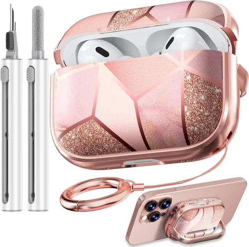 Miniatura 24 de Inesore Funda para AirPods Pro 3 2025 con cerradura, funda transparente floral para mujeres, compatible con Apple Airpods Pro de 3ª