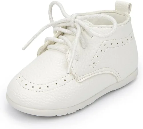 ohsofy Zapatos Oxford de piel sintética, mocasines de goma y suela suave, zapatos de vestir de boda, zapatos de bebé para caminar