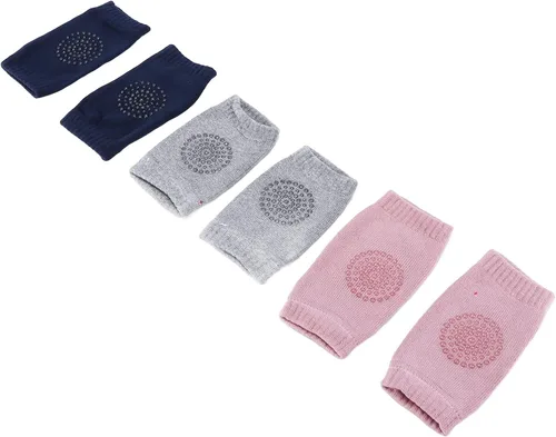 Miniatura 7 de 3 pares de protectores de rodilla para bebé que gatea la rodilla antideslizante algodón unisex bebé rodilla cómoda y transpirable para bebés
