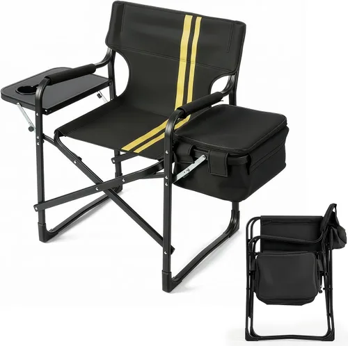 Miniatura 11 de Vasitelan Silla plegable alta para directores con bolsa de almacenamiento para mesa auxiliar, altura de barra portátil para maquilladores, marco