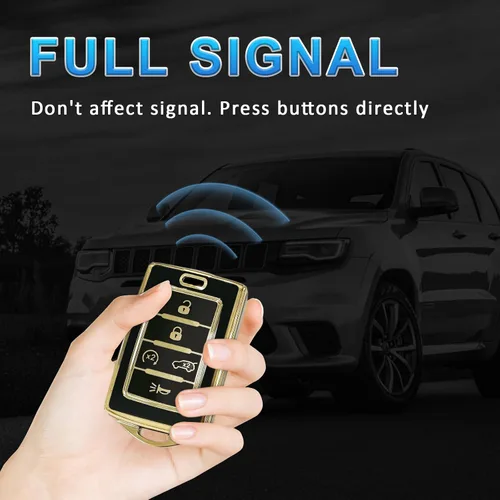 Miniatura 3 de POSAID Funda de llavero para Jeep Grand Cherokee L, funda para llavero Gladiator Wagoneer Grand Wagoneer 2023 2022 2021 con llavero, color negro