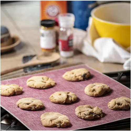 Miniatura 2 de modern-twist Mantel individual de silicona de 14 x 16, sin BPA, sin PVC, alfombrilla de mesa, apto para lavavajillas, estampado de lino en arándano