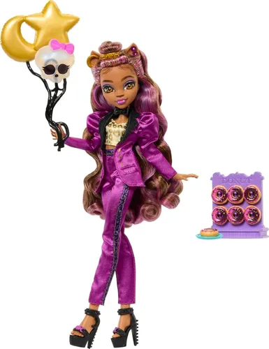 Miniatura 4 de Muñeca Monster High, Clawdeen Wolf en estilo de fiesta de bola de monstruo con accesorios temáticos incluyendo globos