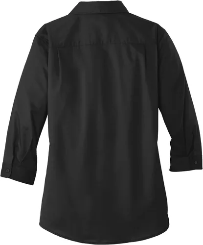 Miniatura 6 de Port Authority Camisa de sarga con botones SuperPro de manga 3/4 para mujer