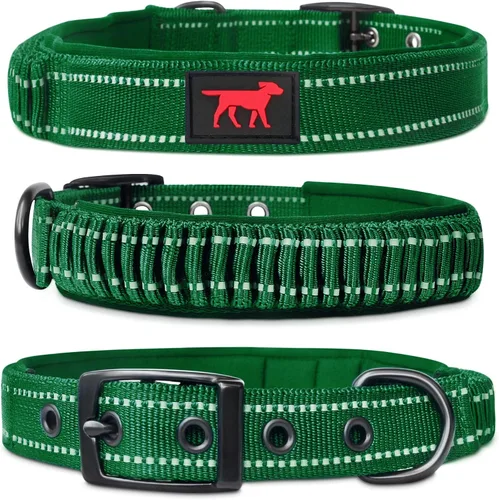 Miniatura 15 de Tuff Pupper Collar de perro resistente con asa Collar de nailon balístico resistente Collar de perro acolchado reflectante con hardware Azul