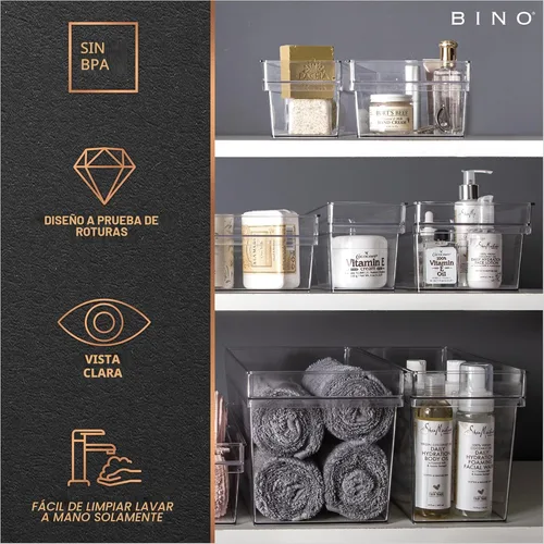 Miniatura 7 de BINO Contenedores de almacenamiento de plástico, medianos y poco profundos THE HANDLER COLLECTION Contenedores organizadores multiusos