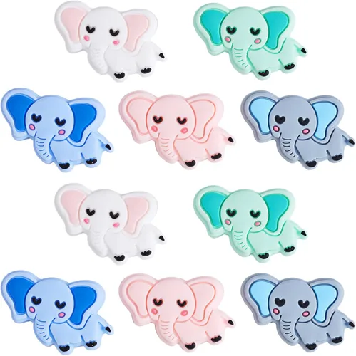 Miniatura 25 de 12 piezas de cuentas de silicona de animales, cuentas focales lindas, cuentas de silicona a granel para bricolaje para hacer varios artículos