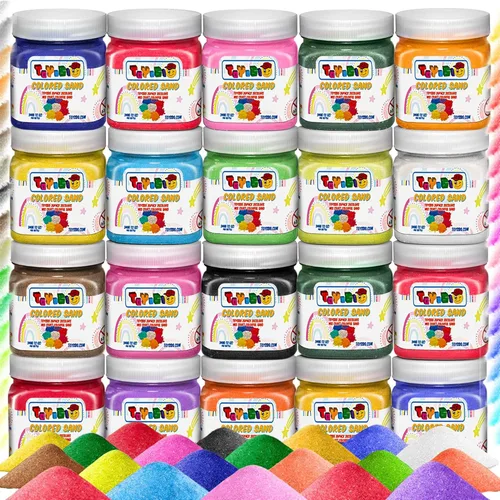 Arena para arte de arena [20 colores: 15 libras] Arenas de colores a granel, deliciosas arenas divertidas para manualidades, fiestas, niños, bonitas