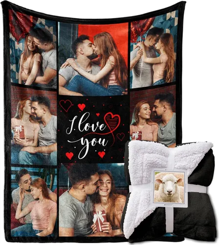 Miniatura 16 de MeMoShe Manta personalizada de felpa con foto para regalo de cumpleaños para novio o novia 40x50 pulgadas, manta personalizada con imagen, regalos