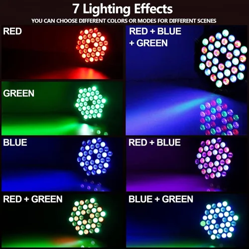 Miniatura 8 de 36 luces LED Par de luces DJ con cable RGB con control activado por sonido iluminación ascendente para bodas, fiestas, clubes, aparatos
