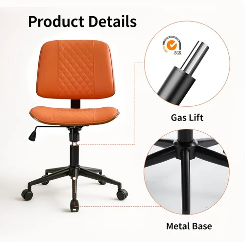 Miniatura 5 de VipDesk Silla pequeña de oficina en casa, silla de escritorio sin brazos con respaldo medio con giro de 360° y ruedas, silla de computadora moderna