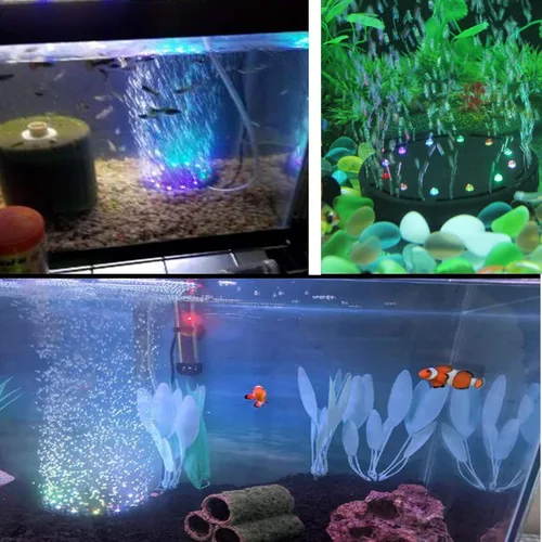 Miniatura 7 de 5 pulgadas 12 LED acuario burbuja luz aire piedra, tanque de peces LED burbuja bomba de aire sumergible bomba de aire lámpara de piedra burbuja