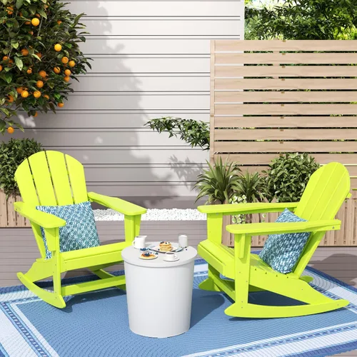 Miniatura 143 de WestinTrends Silla mecedora Malibu de poliéster para exterior/patio Adirondack, Negra