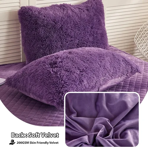 Miniatura 4 de LIFEREVO Paquete de 2 fundas de almohada de piel sintética esponjosa, fundas de almohada de 18 x 18 pulgadas, fundas de cojín decorativo, fundas